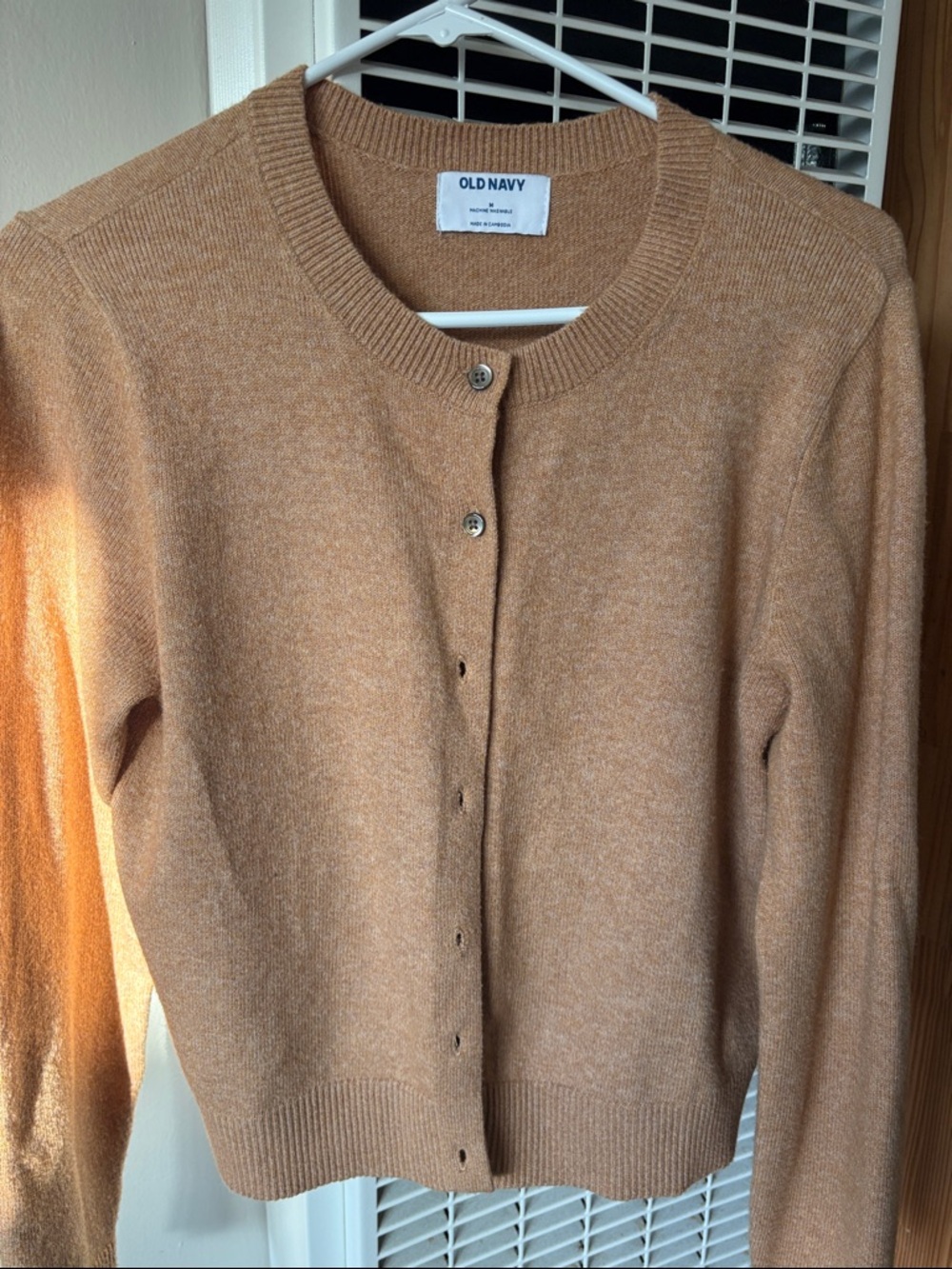 Old Navy Women's Camel/Tan Crewneck Button Cardigan
